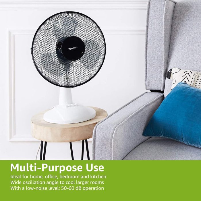 Amazon Basics 3-Speed Oscillating 12-inch Table Desk Fan - Image 3
