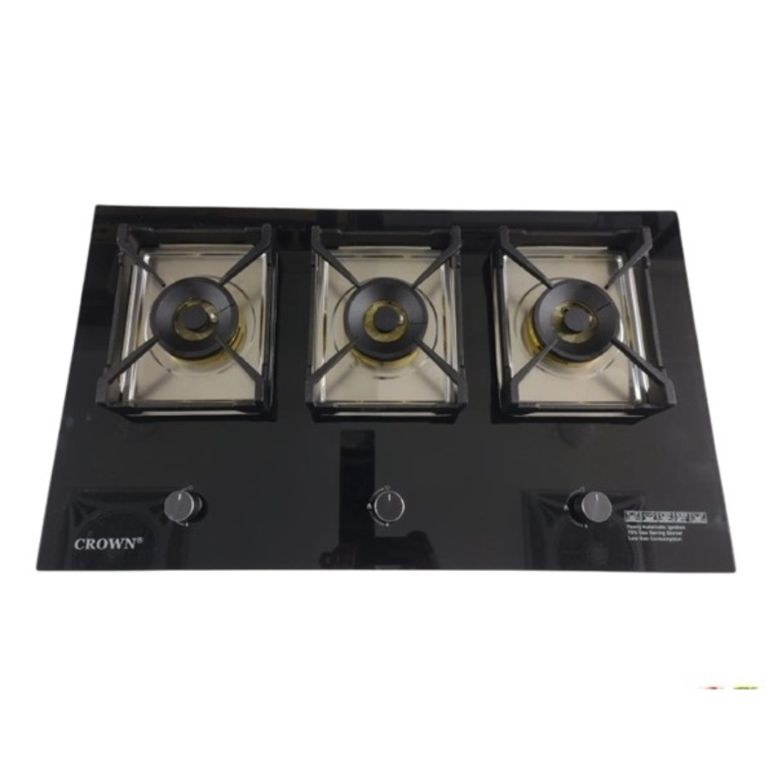 Untitled-2-1-2.png Crown Gas Built-in Hob (3 Burner-34 Inche) Tempered Glass – Black CR-3115G - Image 1