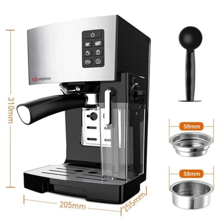Alpina Coffee Espresso Machine, Silver/Black, SF-2812 - Image 10