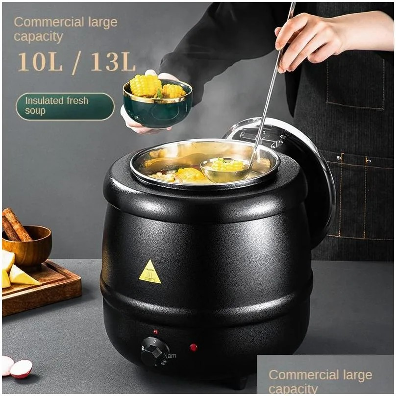 a4bubeyr.png Thermal Cooker Electronic Soup Pot Commercial Electric Constant Temperature Stew Cafeteria El 10L - Image 1